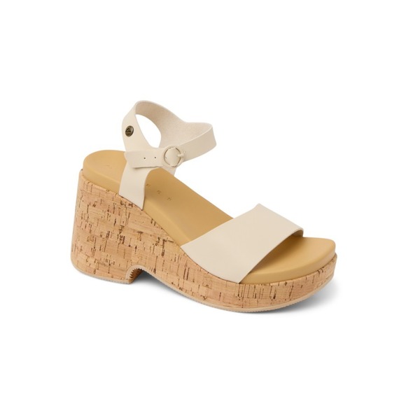 Reef Sunset Sayulita Platform Sandals Womens 8 White Vintage Cork Wedge
